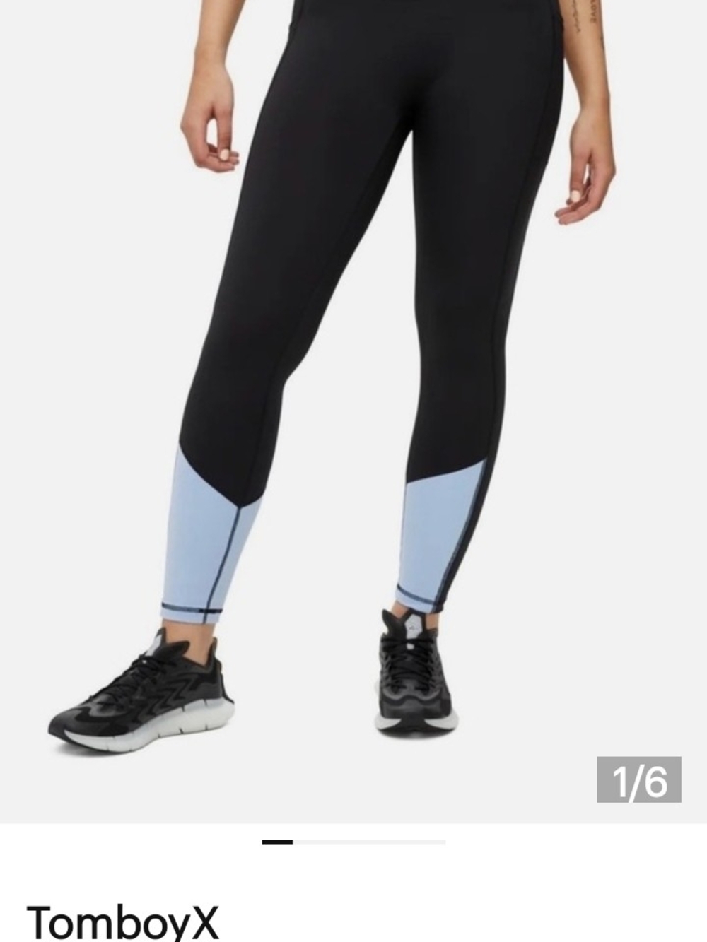 TomboyX Gray Leggings with Dk Gray Ankle Panels and Side Pockets - Picture 4 of 11